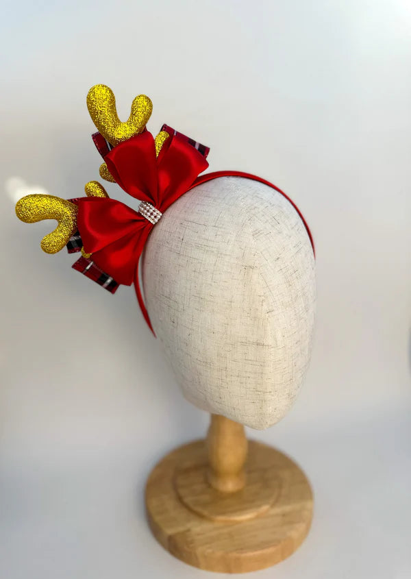 Christmas headband - Red and Rose Gold